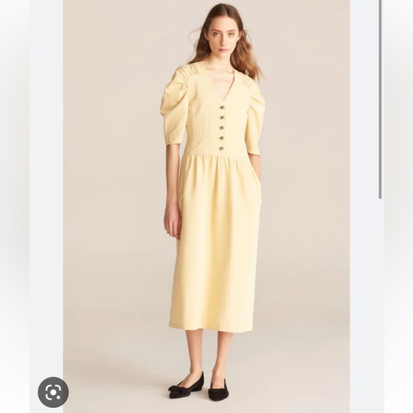 REBECCA TAYLOR Vintage 80’s Inspired Buttercream 1/2 Sleeve Faille Dress - Picture 10 of 16